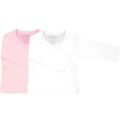 Petit Villain Extra Soft Uni Roze/Wit Maat 56 Lange Mouw Overslagtruitje 2 Stuks
