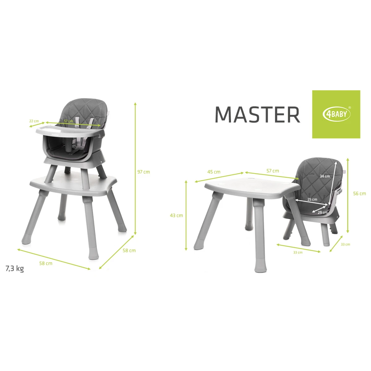 4Baby Master XXIII Grey 6-in-1 Kinderstoel 15 4Baby Master XXIII Grey 6-in-1 Kinderstoel - Afbeelding 15
