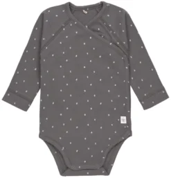 LÄSSIG Lassig GOTS Spots Anthracite Maat 62/68 Lange Mouw Overslag Romper 1531010260-68