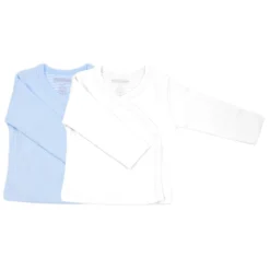 Petit Villain Extra Soft Uni Blauw/Wit Maat 44 Lange Mouw Overslagtruitje 2 Stuks