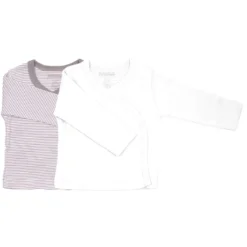 Petit Villain Extra Soft Grijs Gestreept/Wit Maat 50 Lange Mouw Overslagtruitje 2 Stuks