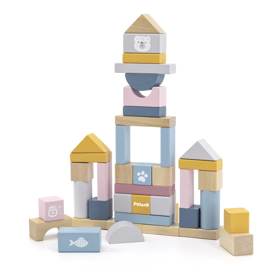 PolarB 60 Stuks Houten Blokken 44010 2 PolarB 60 Stuks Houten Blokken 44010 - Afbeelding 2