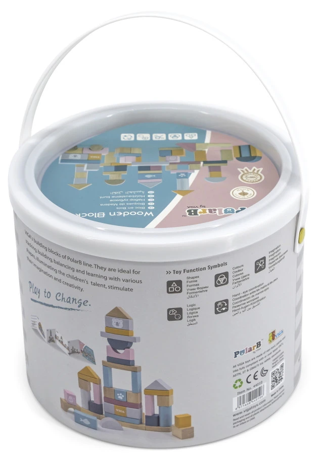 PolarB 60 Stuks Houten Blokken 44010 3 PolarB 60 Stuks Houten Blokken 44010 - Afbeelding 3