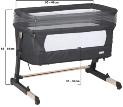 Babygo Together Zwart/Roségoud Wieg Aan Bed 4605 -LiefjesHoek Verkoop babygo together zwart goud wieg aan bed 4605 1