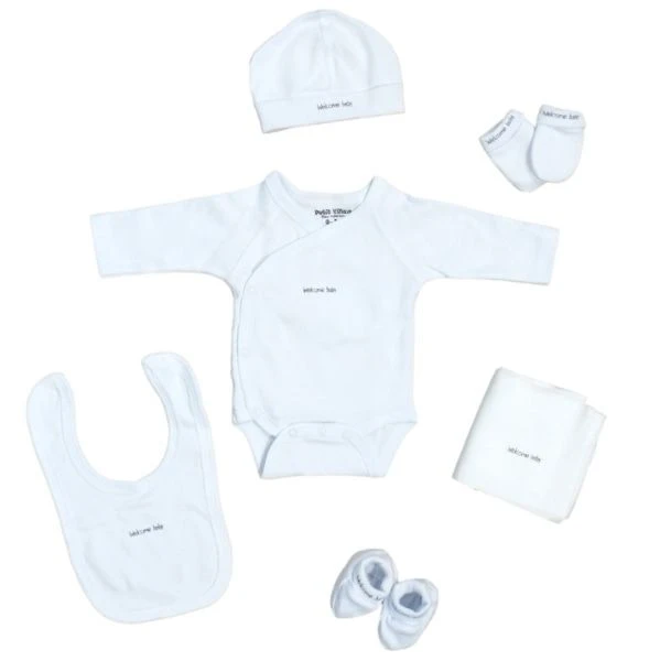 Petit Villain Wit 'Welcome Baby' 6-delige Babyset 1 Petit Villain Wit 'Welcome Baby' 6-delige Babyset