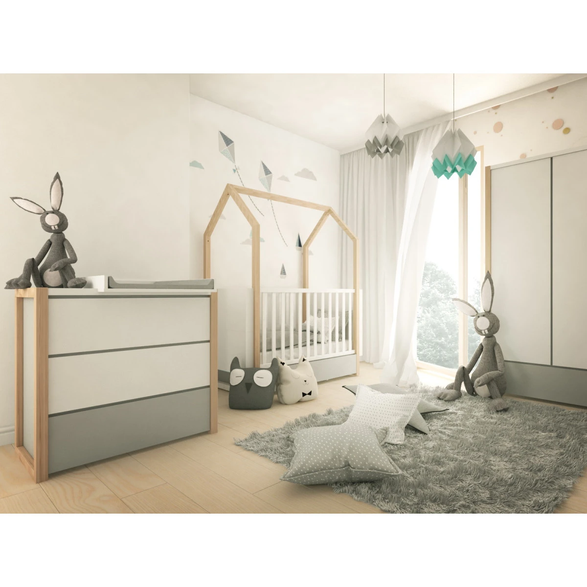 Bellamy Pinette Babykamer: Ledikant/Juniorbed, Commode En 2-Deurskast 1 Bellamy Pinette Babykamer: Ledikant/Juniorbed, Commode En 2-Deurskast