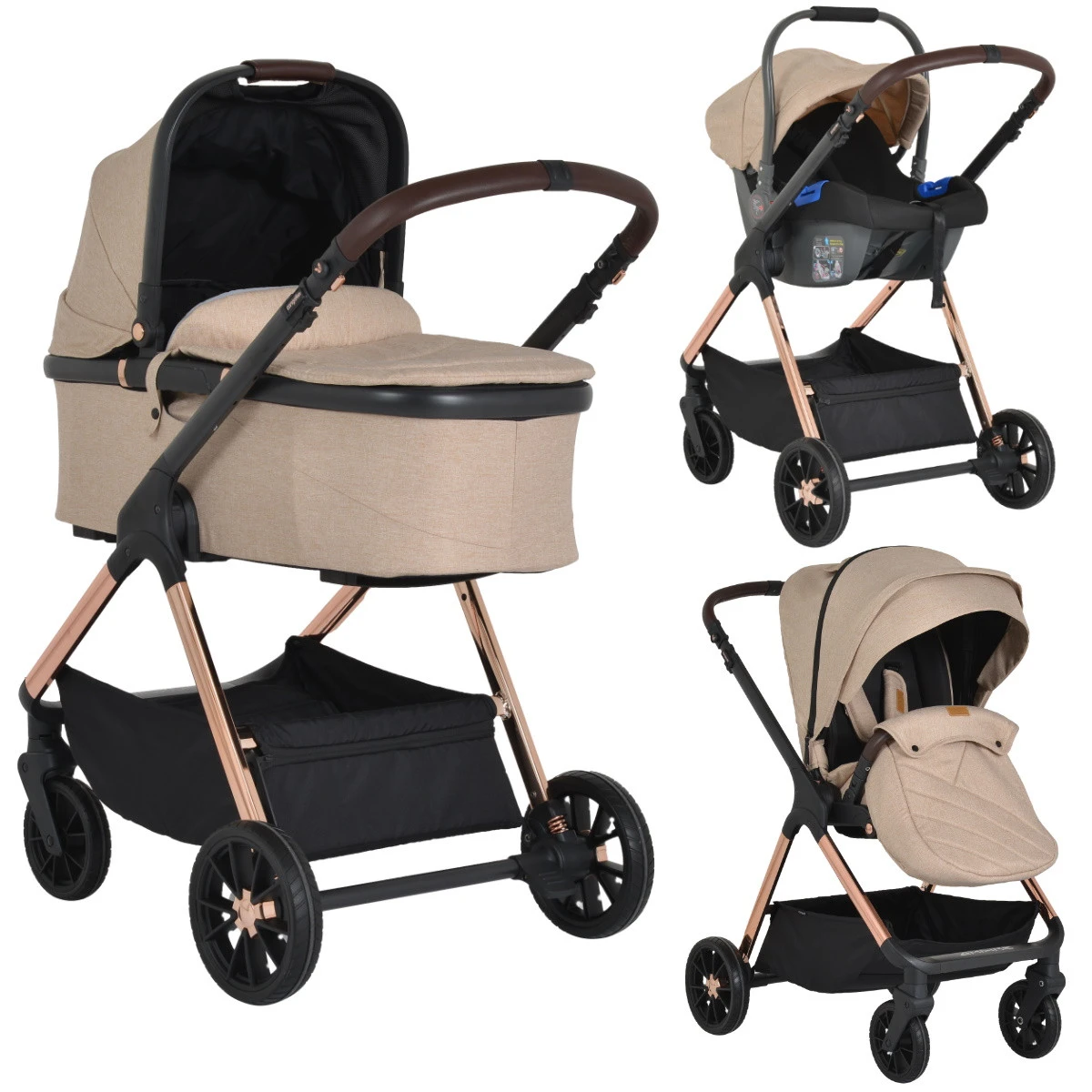 Cangaroo Empire Beige 3-in-1 Kinderwagen Incl. Autostoel 1 Cangaroo Empire Beige 3-in-1 Kinderwagen Incl. Autostoel