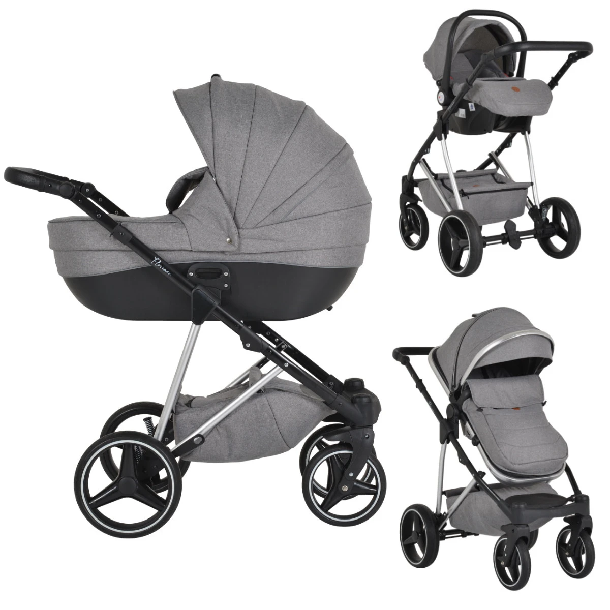 Cangaroo Florence Grey 3-in-1 Kinderwagen Incl. Autostoel 109996 1 Cangaroo Florence Grey 3-in-1 Kinderwagen Incl. Autostoel 109996