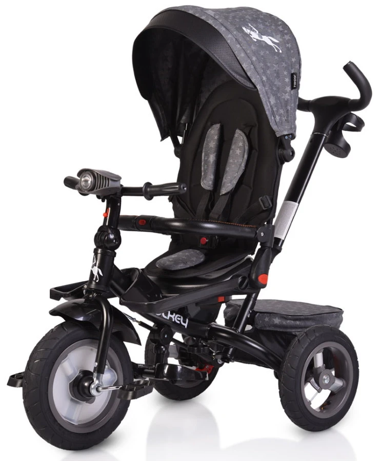 Cangaroo Jockey Trike Grey Stars Driewieler Met Duwstang En Zonnekap - Afbeelding 2