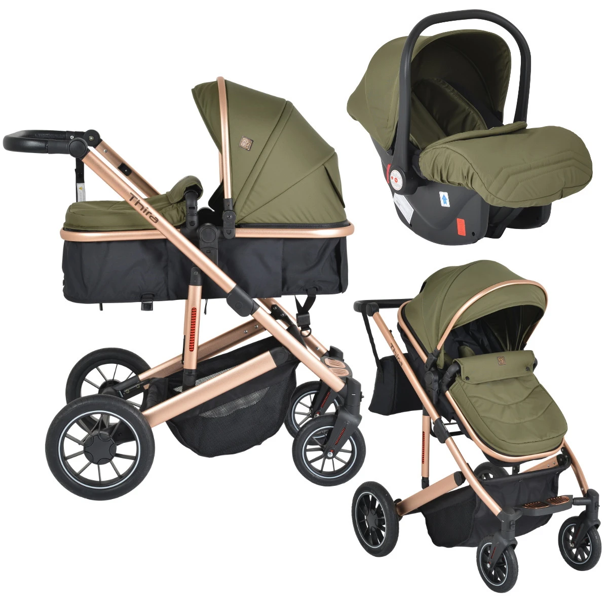 Cangaroo Thira Green 3-in-1 Combi Kinderwagen Incl. Autostoel 1 Cangaroo Thira Green 3-in-1 Combi Kinderwagen Incl. Autostoel