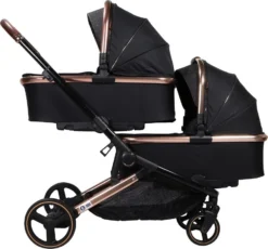 Ding Amigo Black/Rose Tweeling Kinderwagen Incl. 2 Autostoelen DI-191711