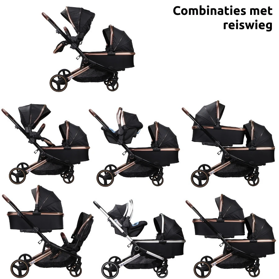 Ding Amigo Black/Rose Tweeling Kinderwagen Incl. 2 Autostoelen DI-191711 6 Ding Amigo Black/Rose Tweeling Kinderwagen Incl. 2 Autostoelen DI-191711 - Afbeelding 6