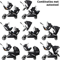 Ding Amigo Black/Silver Tweeling Kinderwagen Incl. 2 Autostoelen DI-191710 -LiefjesHoek Verkoop ding amigo black silver tweeling kinderwagen incl. 2 autostoelen di 191710 1 1