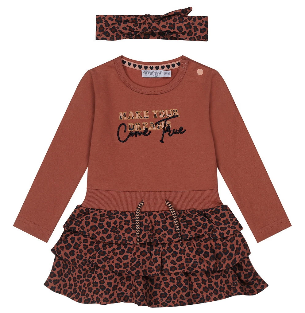 Dirkje Dreams Smokey Pink Maat 62 Jurkje Met Haarband S48319-35 W23