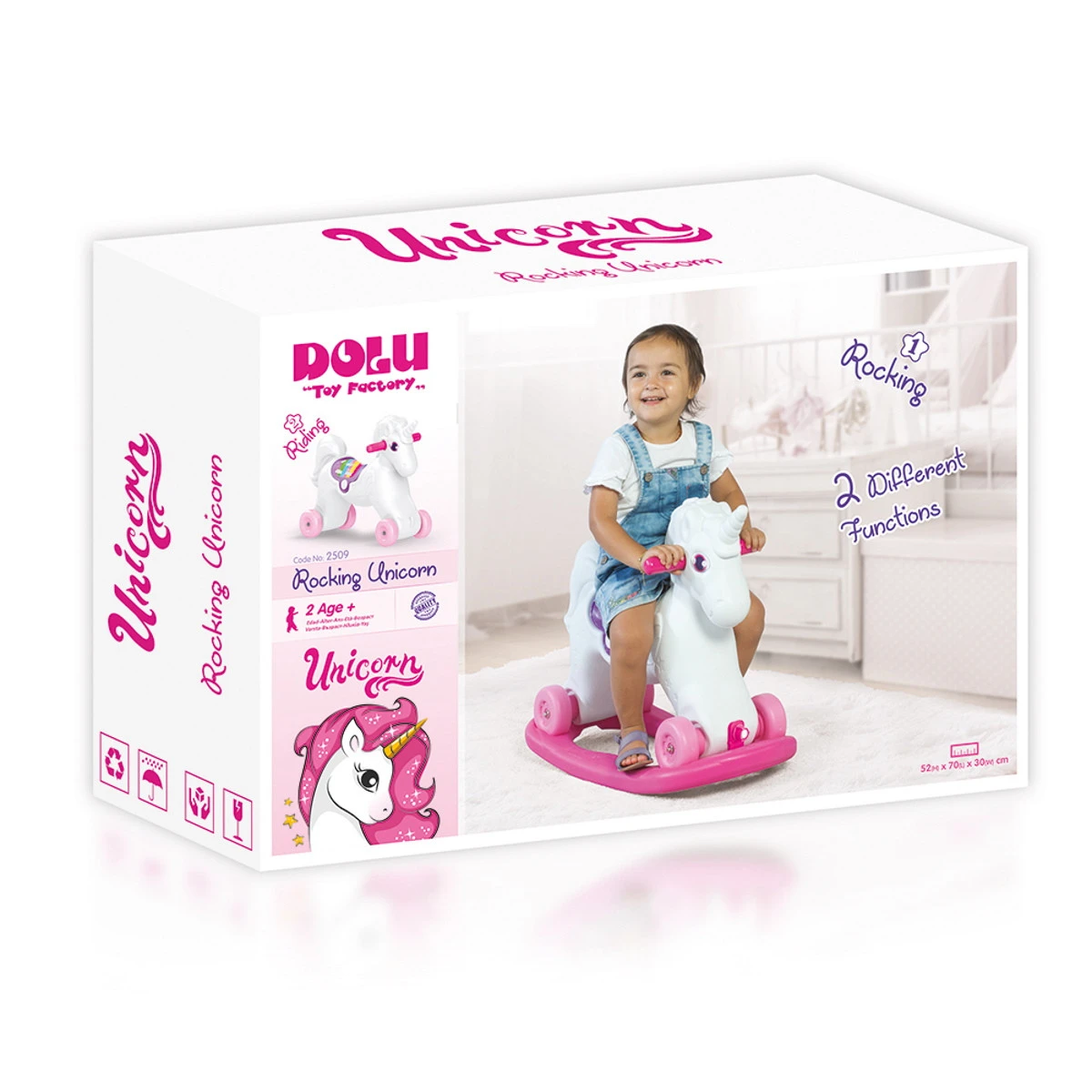 Dolu Unicorn Roze/Wit Hobbelpaard 2509 6 Dolu Unicorn Roze/Wit Hobbelpaard 2509 - Afbeelding 6