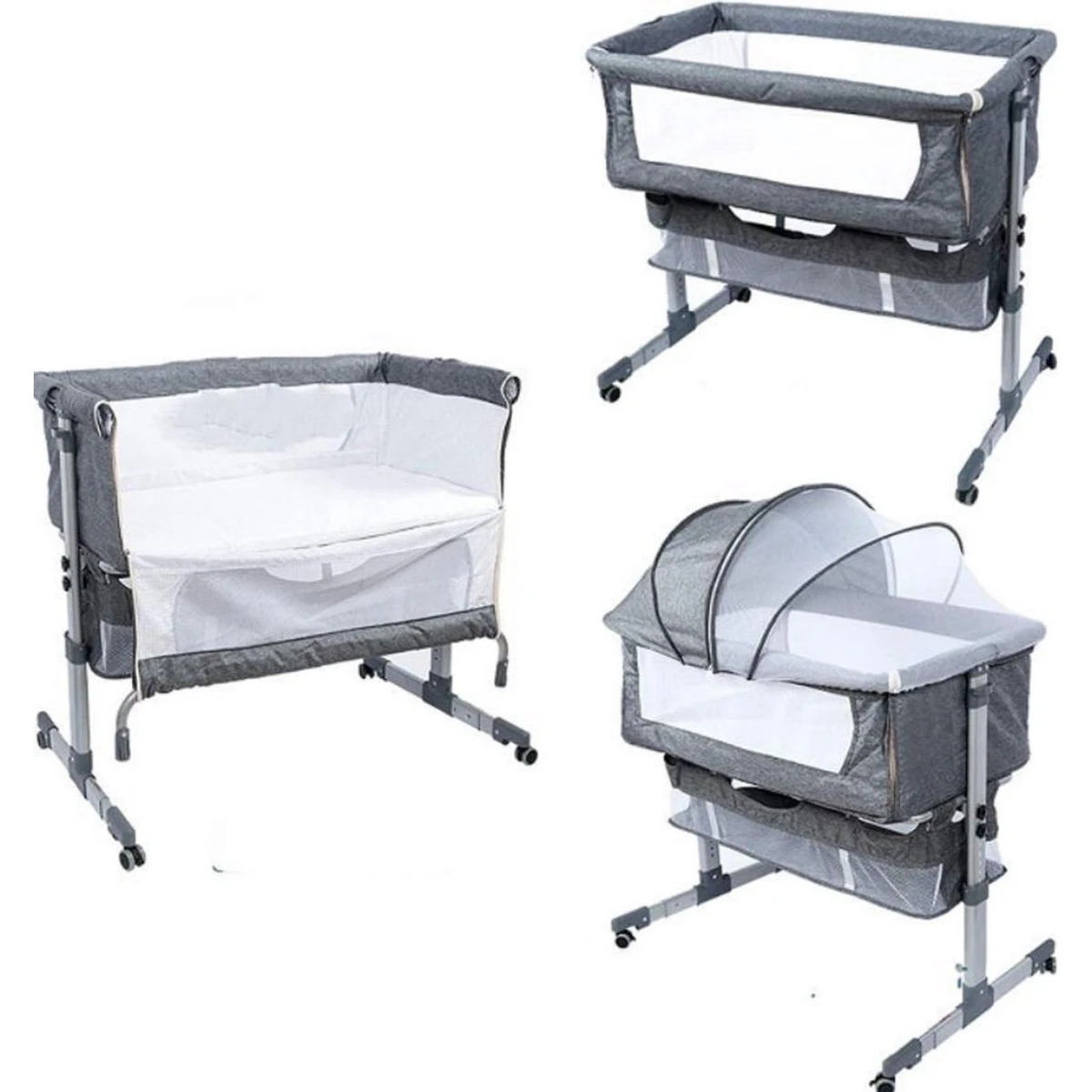 Eco Baby Donkergrijs Wieg Aan Bed FB5001 4 Eco Baby Donkergrijs Wieg Aan Bed FB5001 - Afbeelding 4