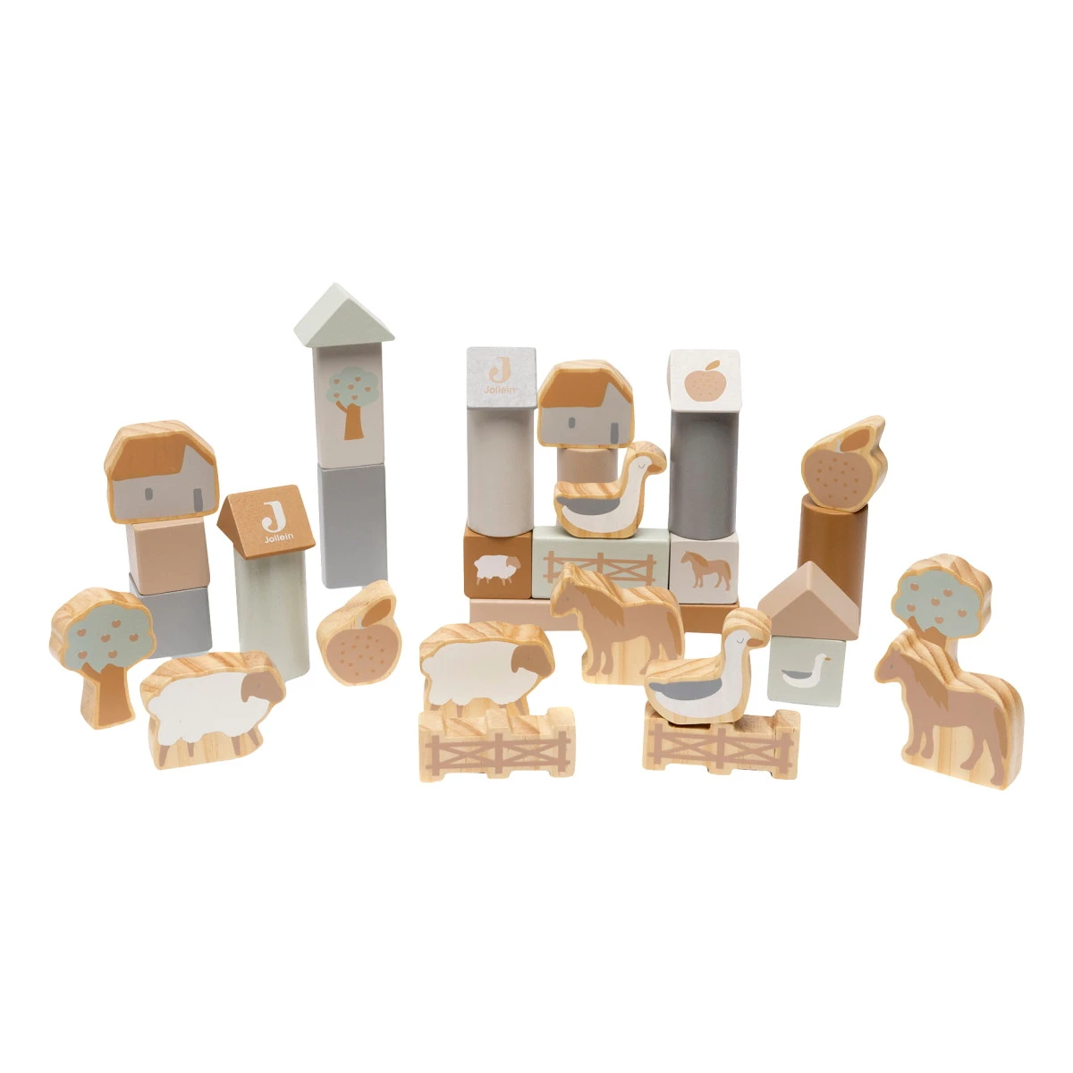 Jollein Farm Houten Blokkenset 712-603-67021 1 Jollein Farm Houten Blokkenset 712-603-67021
