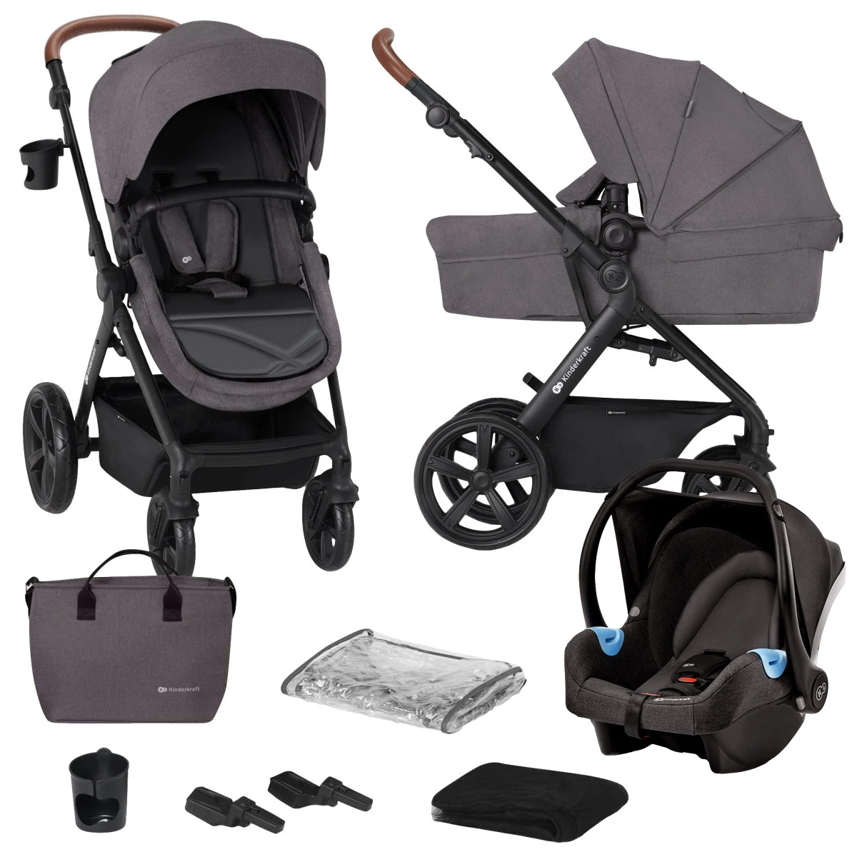 Kinderkraft A-Tour Dark Grey 3-in-1 Kinderwagen Incl. Autostoel KSATOU00DGR3000 1 Kinderkraft A-Tour Dark Grey 3-in-1 Kinderwagen Incl. Autostoel KSATOU00DGR3000