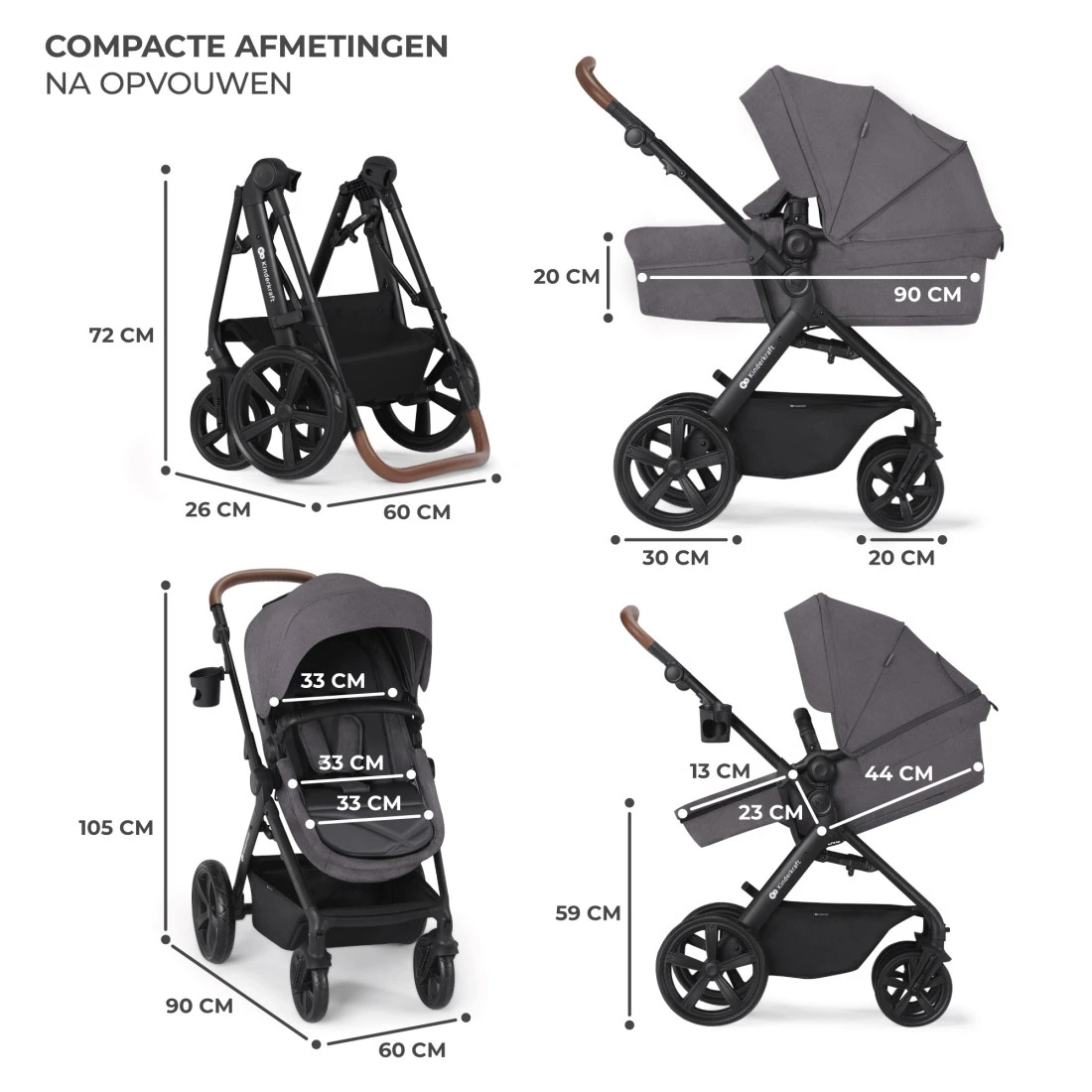 Kinderkraft A-Tour Dark Grey 3-in-1 Kinderwagen Incl. Autostoel KSATOU00DGR3000 12 Kinderkraft A-Tour Dark Grey 3-in-1 Kinderwagen Incl. Autostoel KSATOU00DGR3000 - Afbeelding 12