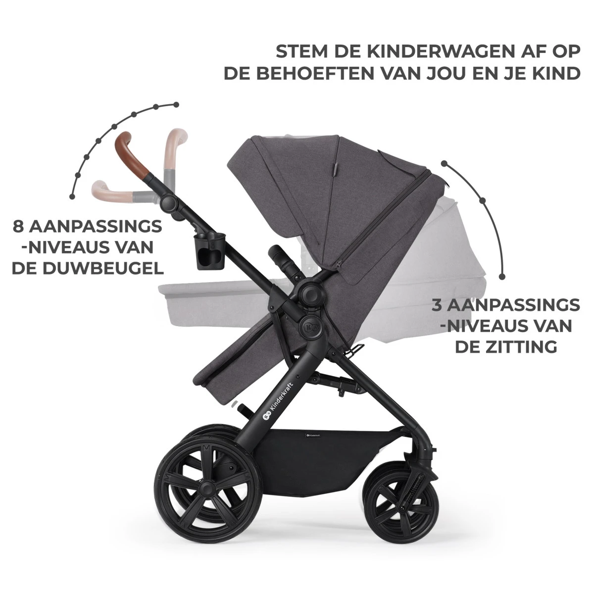 Kinderkraft A-Tour Dark Grey 3-in-1 Kinderwagen Incl. Autostoel KSATOU00DGR3000 8 Kinderkraft A-Tour Dark Grey 3-in-1 Kinderwagen Incl. Autostoel KSATOU00DGR3000 - Afbeelding 8
