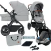 Kinderkraft B-Tour Silver Grey 3-in-1 Combi Kinderwagen Incl. Autostoel KSBTOU00LGR3000