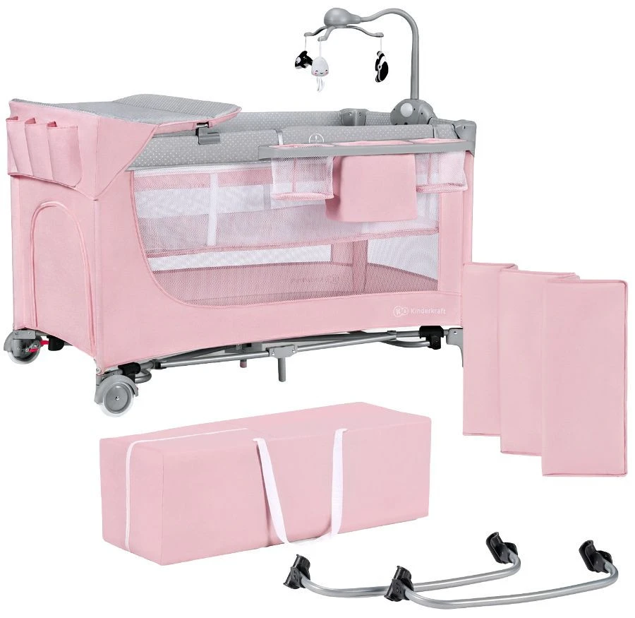 Kinderkraft Leody Pink Campingbed Met Accessoires KCLEOD00PNK00AC 1 Kinderkraft Leody Pink Campingbed Met Accessoires KCLEOD00PNK00AC