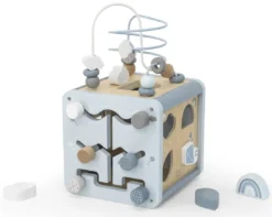 Voorkant -LiefjesHoek Verkoop label label blauw houten activiteitenkubus llwt 34307 2