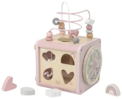 Label Label Roze Houten Activiteitenkubus LLWT-34314