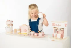 Label Label Roze Houten Espresso Machine LLWT-24883 -LiefjesHoek Verkoop label label roze houten keukenaccessoires