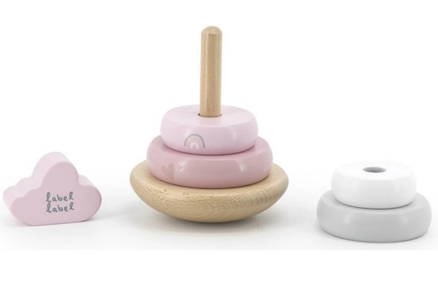 Label Label Roze Houten Tuimelring Piramide LLWT-25224 2 Label Label Roze Houten Tuimelring Piramide LLWT-25224 - Afbeelding 2