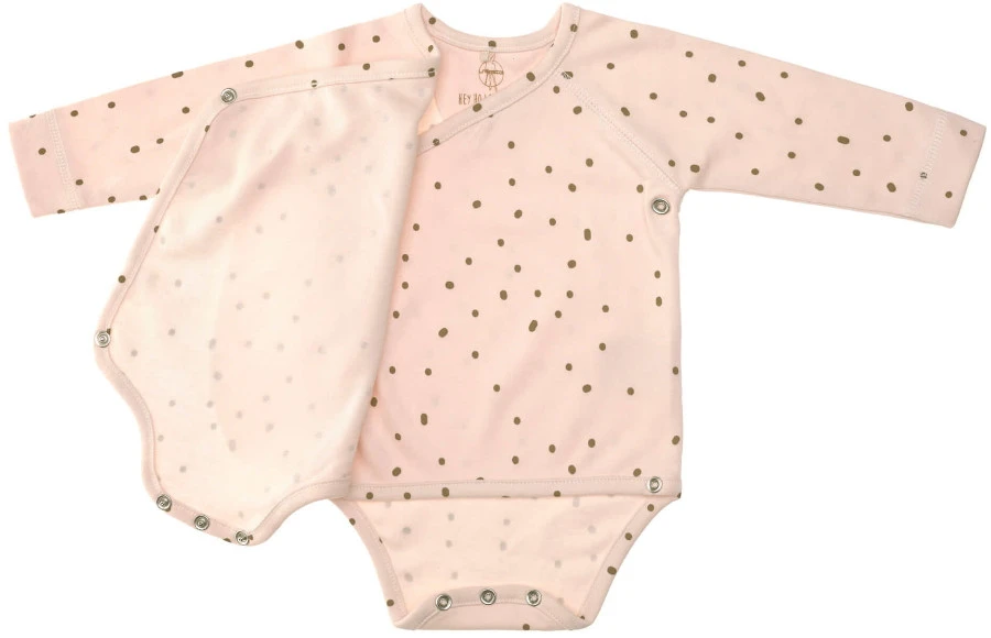 LÄSSIG Lassig GOTS Dots Powder Pink Maat 62/68 Lange Mouw Overslag Romper 1531010772-68 - Afbeelding 3