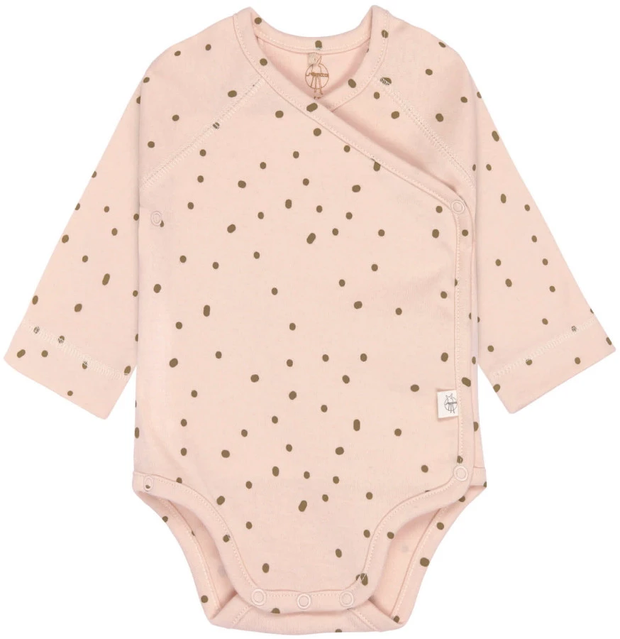 LÄSSIG Lassig GOTS Dots Powder Pink Maat 62/68 Lange Mouw Overslag Romper 1531010772-68