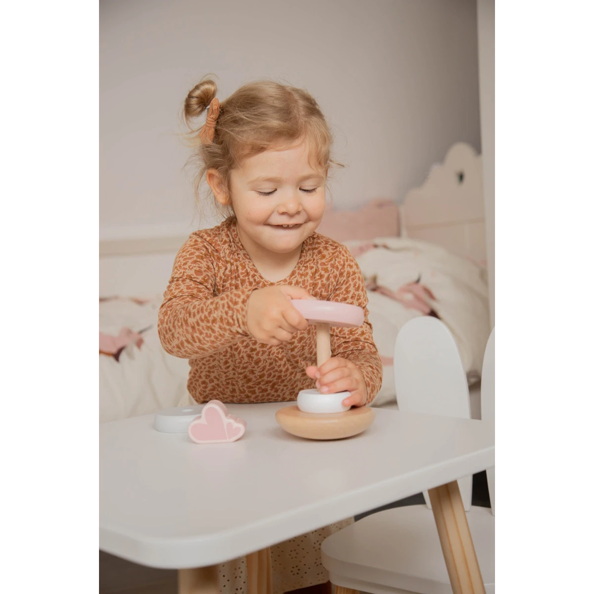 Label Label Roze Houten Tuimelring Piramide LLWT-25224 4 Label Label Roze Houten Tuimelring Piramide LLWT-25224 - Afbeelding 4