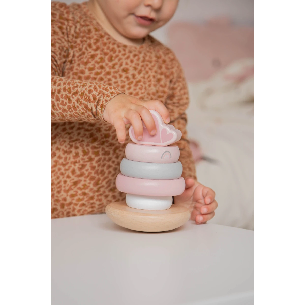 Label Label Roze Houten Tuimelring Piramide LLWT-25224 5 Label Label Roze Houten Tuimelring Piramide LLWT-25224 - Afbeelding 5