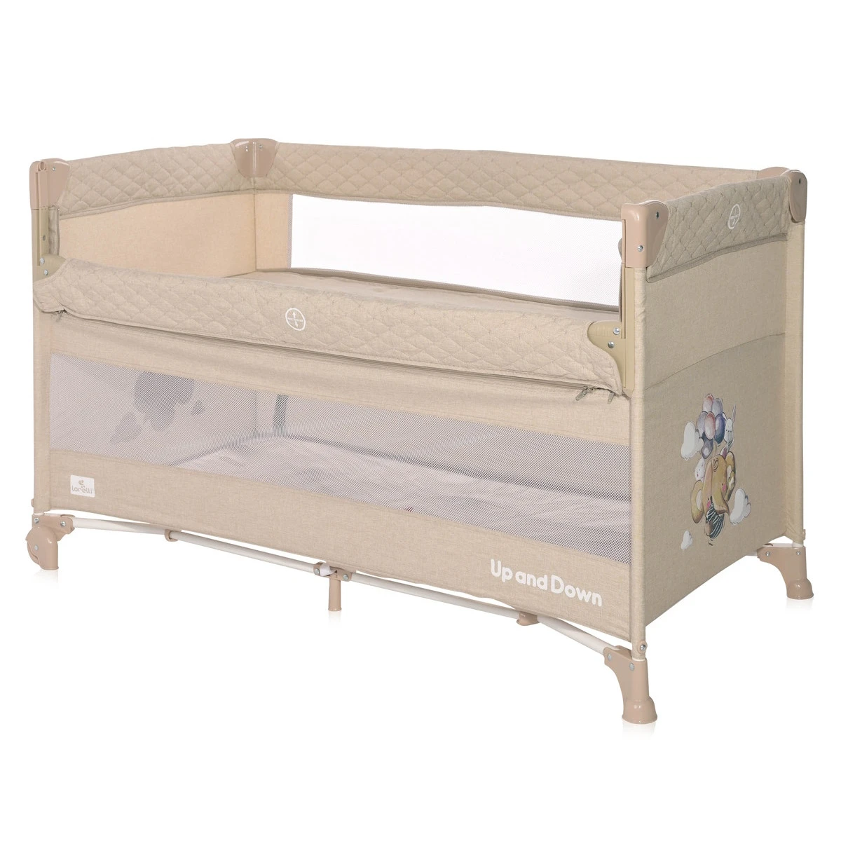 Lorelli Up And Down Fog Beige Flying Friends Campingbedje Incl. Bodemverhoger 1008006-2371 2 Lorelli Up And Down Fog Beige Flying Friends Campingbedje Incl. Bodemverhoger 1008006-2371 - Afbeelding 2