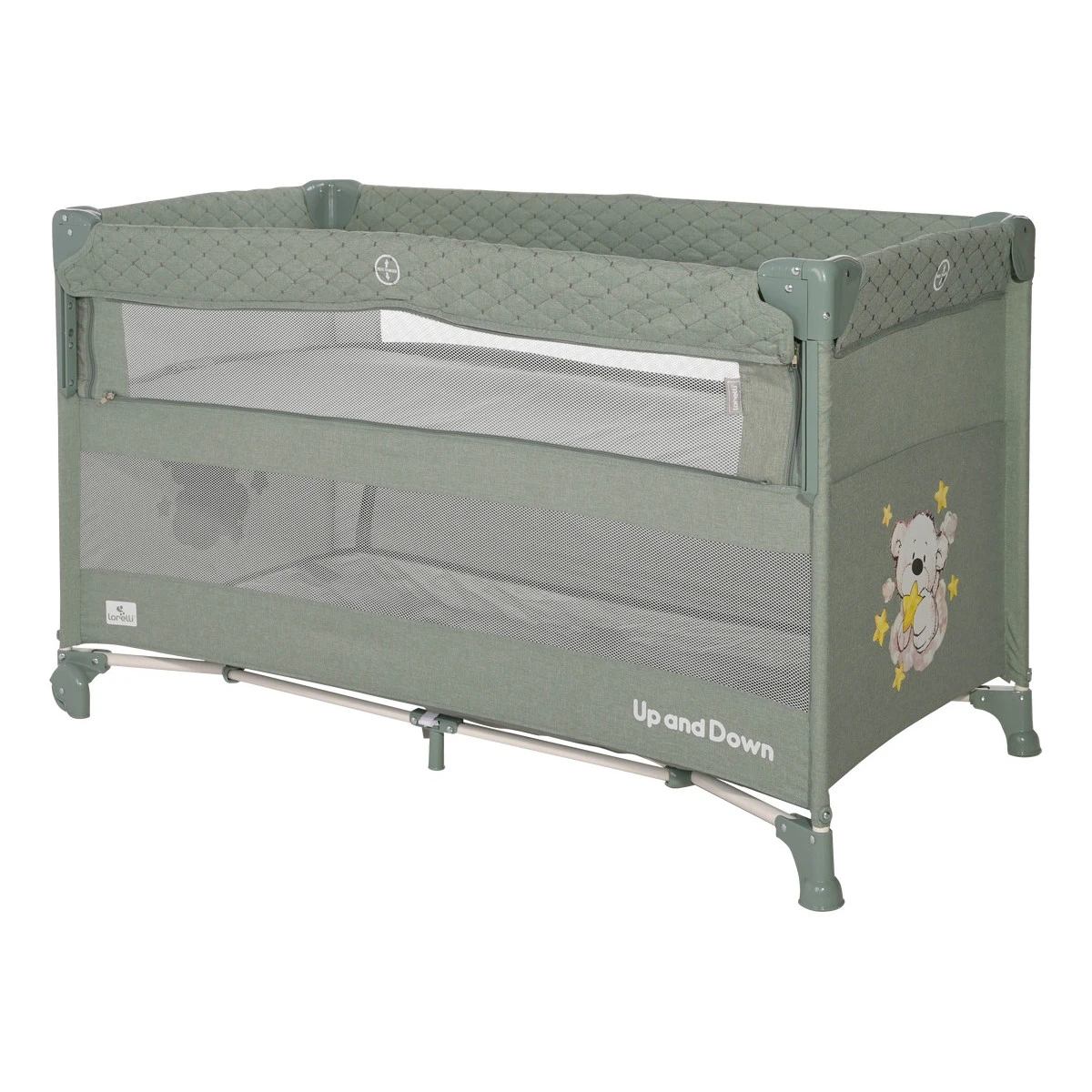 Lorelli Up And Down Iceberg Green Teddy Bear Campingbedje Incl. Bodemverhoger 1008006-2372 1 Lorelli Up And Down Iceberg Green Teddy Bear Campingbedje Incl. Bodemverhoger 1008006-2372