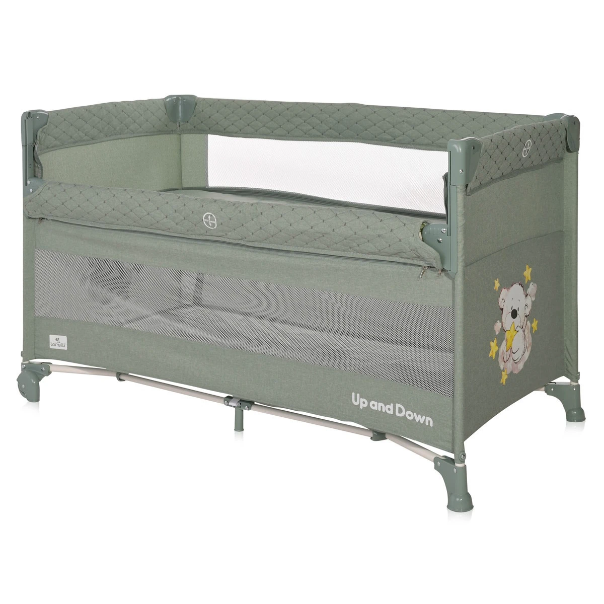 Lorelli Up And Down Iceberg Green Teddy Bear Campingbedje Incl. Bodemverhoger 1008006-2372 2 Lorelli Up And Down Iceberg Green Teddy Bear Campingbedje Incl. Bodemverhoger 1008006-2372 - Afbeelding 2