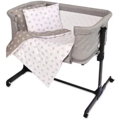 Lorelli Eva Abstract Leaves Grey/Beige 5-delige Set Voor Wieg En Ledikant 2080114-5001 -LiefjesHoek Verkoop lorelli wieg en ledikant set 4