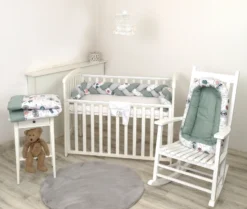 MamaLoes Amy Animal Forest Green Omkeerbaar Babynest 81899 -LiefjesHoek Verkoop mamaloes amy animal forest boxkleed en babynest 1