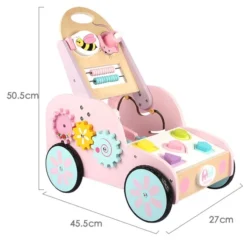 Eco Toys Roze Houten Activiteiten Loopwagen HC494888 -LiefjesHoek Verkoop mamaloes eco toys roze houten activiteiten loopwagen hc494888 01