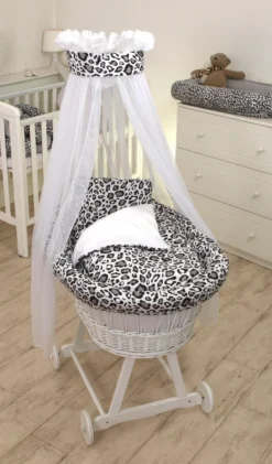 MamaLoes Panter Grijs Deluxe Wit Baby Wiegje 80749
