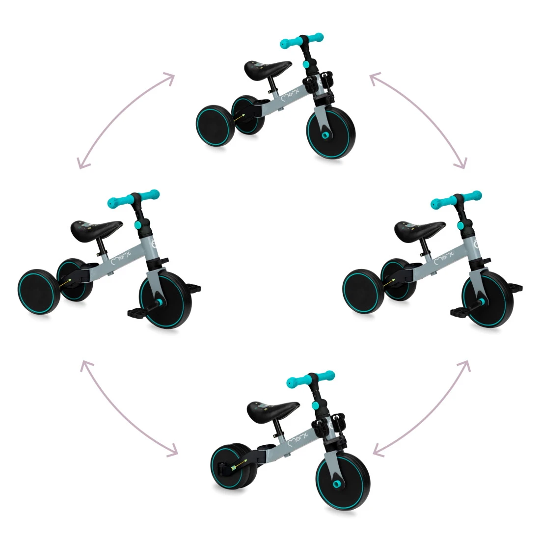 Momi Loris Grey/Turquoise 4-in-1 Ride-On Loopfiets ROBI00041 9 Momi Loris Grey/Turquoise 4-in-1 Ride-On Loopfiets ROBI00041 - Afbeelding 9