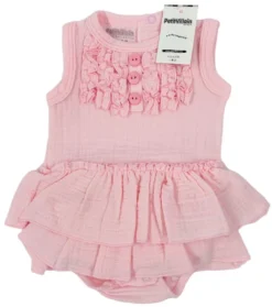 Petit Villain Hydrofiel Roze 3m Ruche Romperjurkje