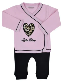 Petit Villain 'Little Diva' Roze/Zwart 2-delige Set