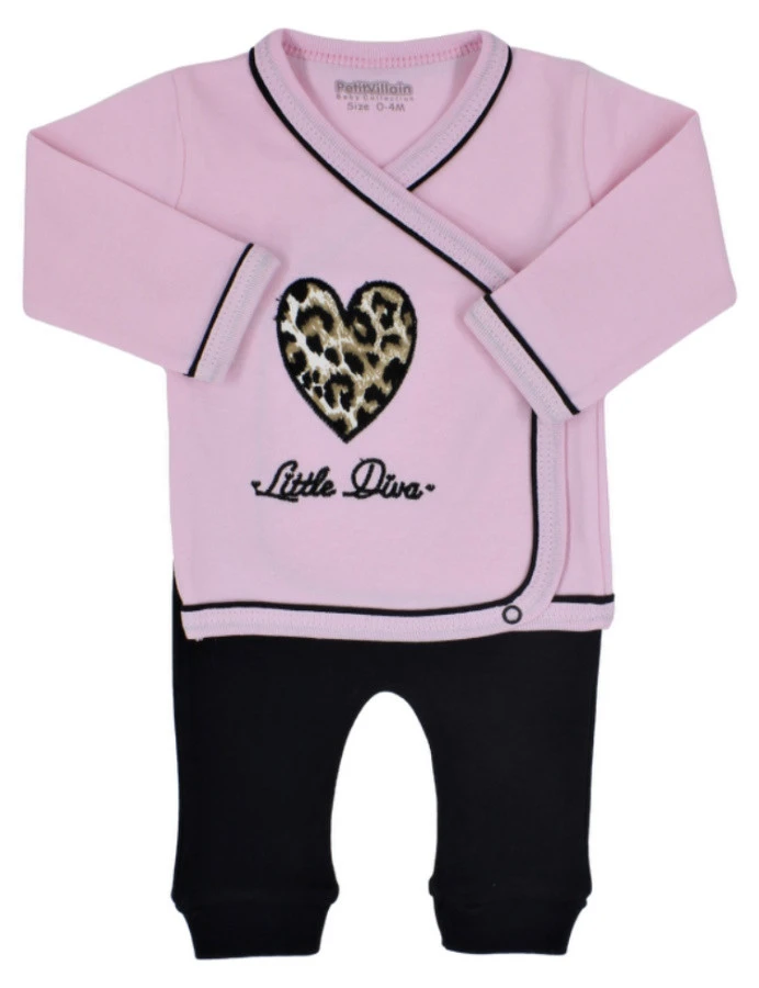 Petit Villain 'Little Diva' Roze/Zwart 2-delige Set 1 Petit Villain 'Little Diva' Roze/Zwart 2-delige Set