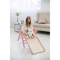 Luna Toys Roze Houten Klimrek Met Glijbaan LU-36974 15 Luna Toys Roze Houten Klimrek Met Glijbaan LU-36974 -LiefjesHoek Verkoop pink 4