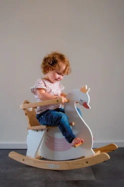 Tryco Zwaan Houten Hobbeldier TR-353011 -LiefjesHoek Verkoop tr 353011 tryco wooden rocking animals swan 02
